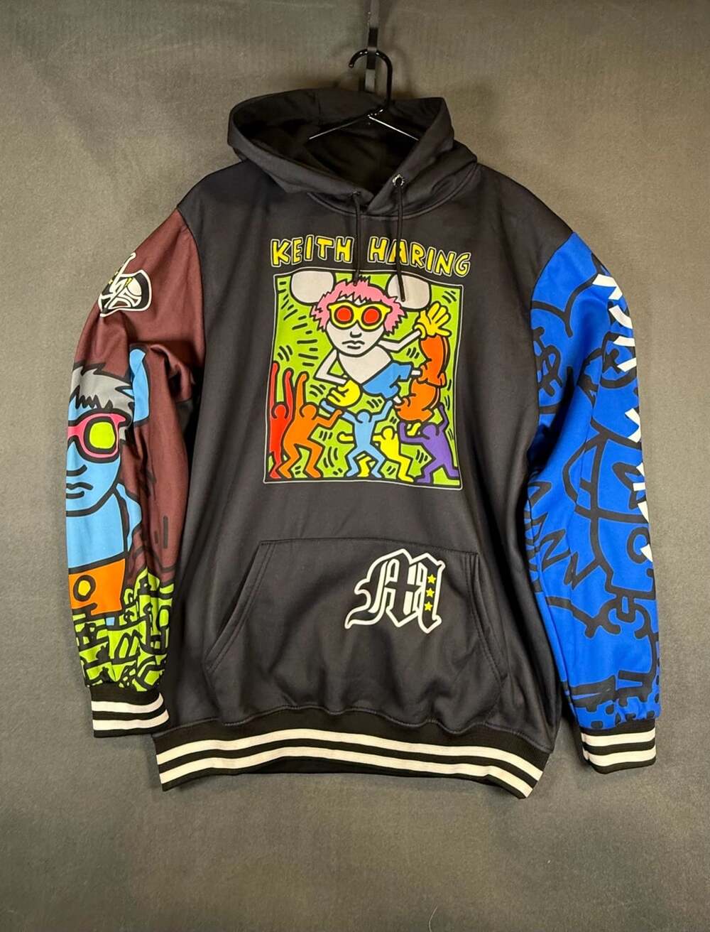 Keith Haring Members Only Andy Mouse Art Pullover Hoodie LARGE